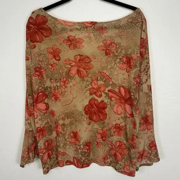 Vintage Carol Rose Floral Y2K Top Size 1X - Picture 4 of 10